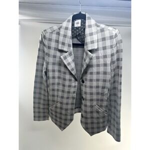 CAbi Blazer Womens 8 Tartan Plaid Cropped Jacket‎ Faux Pockets Academia Preppy